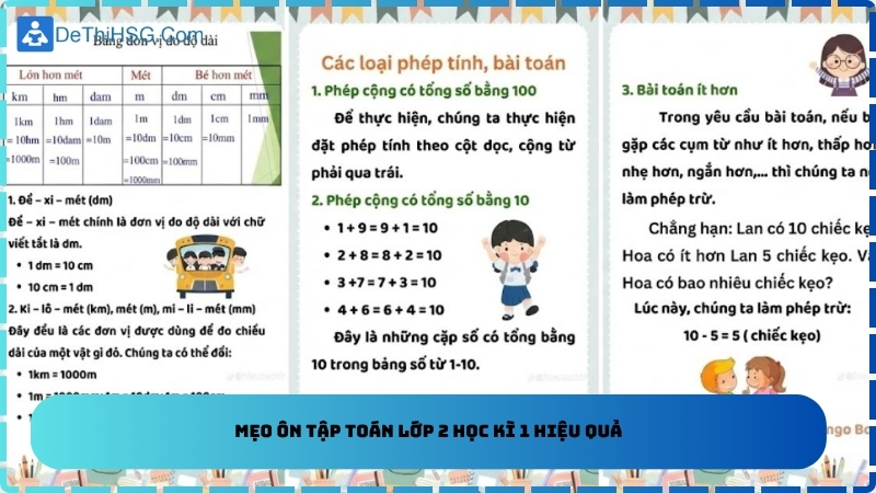 Mẹo ôn tập toán lớp 2 học kì 1 hiệu quả