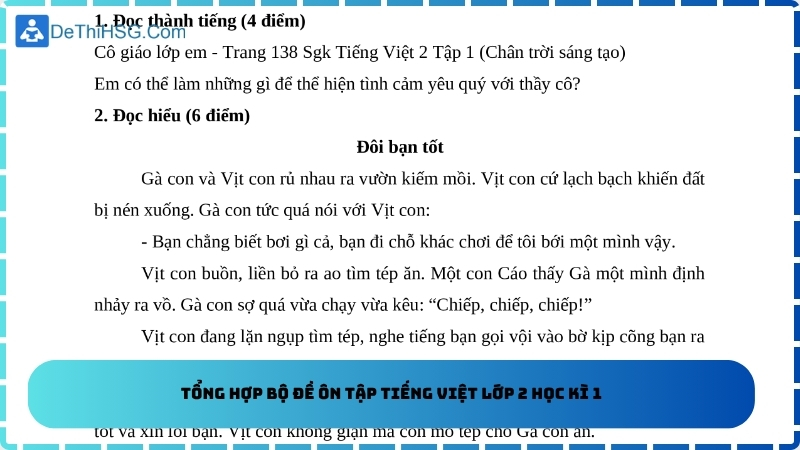 Tổng hợp bộ đề ôn tập Tiếng Việt lớp 2 học kì 1