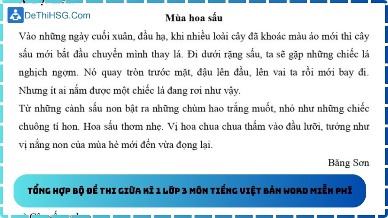 Tổng hợp bộ đề thi giữa kì 1 lớp 3 môn Tiếng Việt bản Word miễn phí